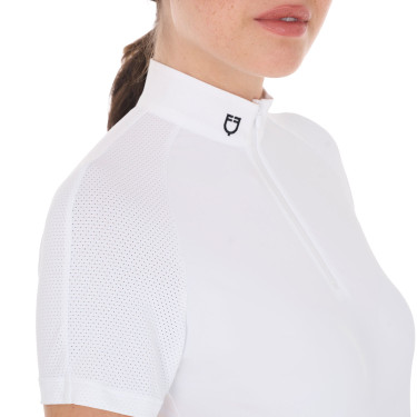 Polo de concours ajusté en stretch avec fermeture éclair et mesh femme Taline Equestro Polo de concours ajusté en stretch avec fermeture éclair et mesh femme Taline Equestro