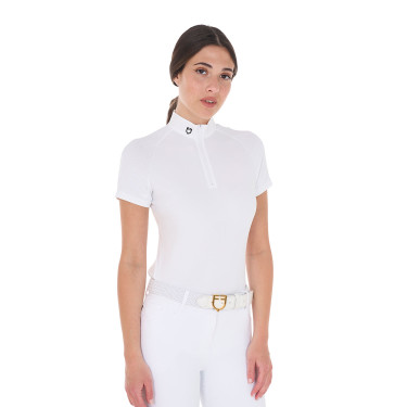 Polo de concours ajusté en stretch avec fermeture éclair et mesh femme Taline Equestro Polo de concours ajusté en stretch avec fermeture éclair et mesh femme Taline Equestro
