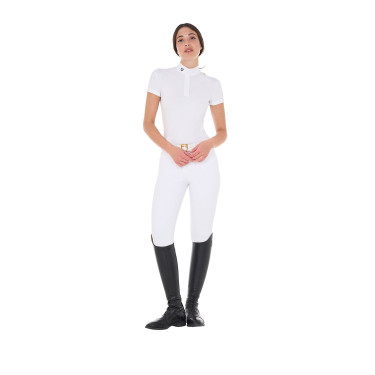 Polo de concours à col mandarin ajusté manches courtes femme Sally Equestro Polo de concours à col mandarin ajusté manches courtes femme Sally Equestro