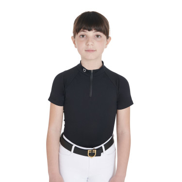 Polo d'entraînement technique manches courtes enfant avec fermeture éclair Equestro Polo d'entraînement technique manches courtes enfant avec fermeture éclair Equestro