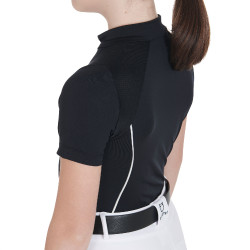 Polo d'entraînement technique manches courtes enfant avec fermeture éclair Equestro Noir Polo d'entraînement technique manches courtes enfant avec fermeture éclair Equestro Noir