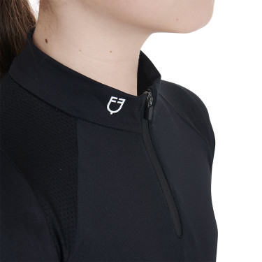 Polo d'entraînement technique manches courtes enfant avec fermeture éclair Equestro Polo d'entraînement technique manches courtes enfant avec fermeture éclair Equestro
