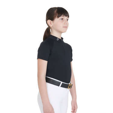 Polo d'entraînement technique manches courtes enfant avec fermeture éclair Equestro Polo d'entraînement technique manches courtes enfant avec fermeture éclair Equestro