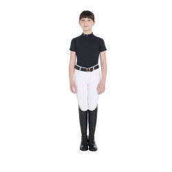 Polo d'entraînement technique manches courtes enfant avec fermeture éclair Equestro Noir Polo d'entraînement technique manches courtes enfant avec fermeture éclair Equestro Noir