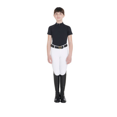 Polo d'entraînement technique manches courtes enfant avec fermeture éclair Equestro Polo d'entraînement technique manches courtes enfant avec fermeture éclair Equestro
