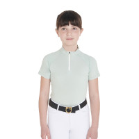 Polo d'entraînement technique manches courtes enfant avec fermeture éclair Equestro Vert clair