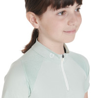 Polo d'entraînement technique manches courtes enfant avec fermeture éclair Equestro Vert clair