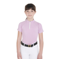 Polo d'entraînement technique manches courtes enfant avec fermeture éclair Equestro Lilas Bleu Polo d'entraînement technique manches courtes enfant avec fermeture éclair Equestro Lilas Bleu