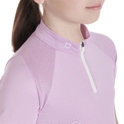 Polo d'entraînement technique manches courtes enfant avec fermeture éclair Equestro Lilas Bleu Polo d'entraînement technique manches courtes enfant avec fermeture éclair Equestro Lilas Bleu