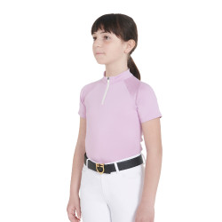 Polo d'entraînement technique manches courtes enfant avec fermeture éclair Equestro Lilas Bleu Polo d'entraînement technique manches courtes enfant avec fermeture éclair Equestro Lilas Bleu