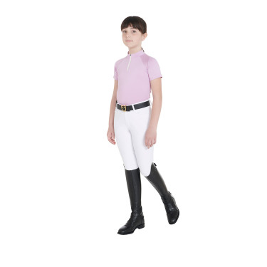 Polo d'entraînement technique manches courtes enfant avec fermeture éclair Equestro Lilas Bleu Polo d'entraînement technique manches courtes enfant avec fermeture éclair Equestro Lilas Bleu
