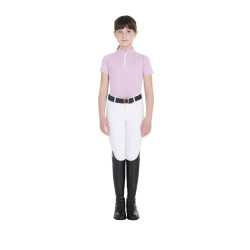 Polo d'entraînement technique manches courtes enfant avec fermeture éclair Equestro Lilas Bleu Polo d'entraînement technique manches courtes enfant avec fermeture éclair Equestro Lilas Bleu