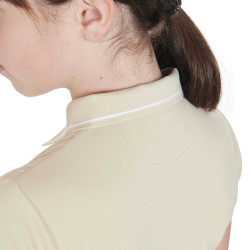 Polo d'entraînement technique enfant en tissu antibactérien Equestro Oxford tan Rose