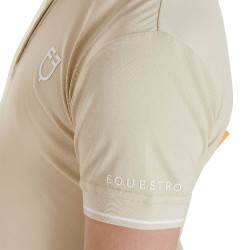 Polo d'entraînement technique enfant en tissu antibactérien Equestro Beige
