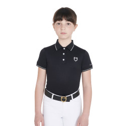 Polo d'entraînement technique enfant en tissu antibactérien Equestro Noir
