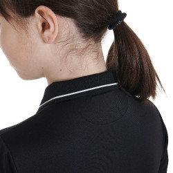 Polo d'entraînement technique enfant en tissu antibactérien Equestro Noir