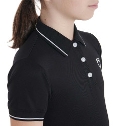 Polo d'entraînement technique enfant en tissu antibactérien Equestro Noir