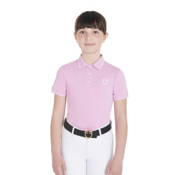 Polo d'entraînement technique enfant en tissu antibactérien Equestro Lilas Bleu
