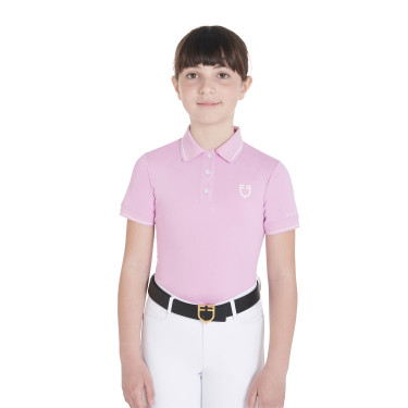 Polo d'entraînement technique enfant en tissu antibactérien Equestro Lilas Bleu