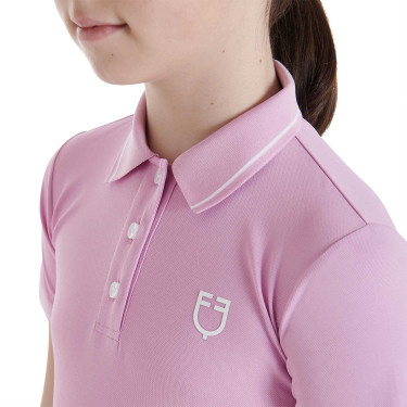 Polo d'entraînement technique enfant en tissu antibactérien Equestro Lilas Bleu