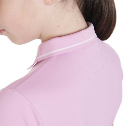 Polo d'entraînement technique enfant en tissu antibactérien Equestro Lilas Bleu
