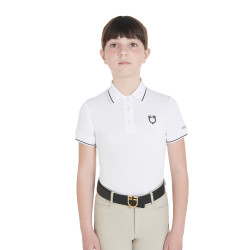 Polo d'entraînement technique enfant en tissu antibactérien Equestro Blanc