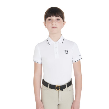 Polo d'entraînement technique enfant en tissu antibactérien Equestro Blanc