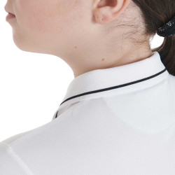 Polo d'entraînement technique enfant en tissu antibactérien Equestro Blanc