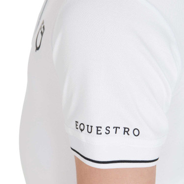 Polo d'entraînement technique enfant en tissu antibactérien Equestro Blanc