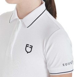 Polo d'entraînement technique enfant en tissu antibactérien Equestro Blanc