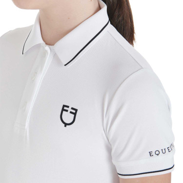 Polo d'entraînement technique enfant en tissu antibactérien Equestro Blanc
