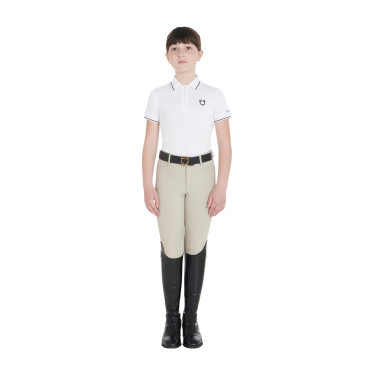 Polo d'entraînement technique enfant en tissu antibactérien Equestro Blanc