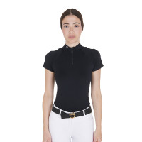 Polo d'entraînement technique ajusté avec fermeture éclair femme Equestro Noir Polo d'entraînement technique ajusté avec fermeture éclair femme Equestro Noir