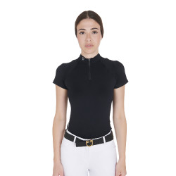 Polo d'entraînement technique ajusté avec fermeture éclair femme Equestro Noir Polo d'entraînement technique ajusté avec fermeture éclair femme Equestro Noir