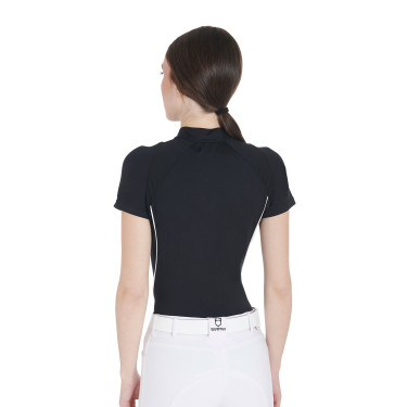 Polo d'entraînement technique ajusté avec fermeture éclair femme Equestro Polo d'entraînement technique ajusté avec fermeture éclair femme Equestro
