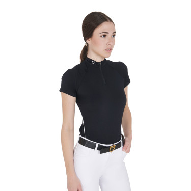 Polo d'entraînement technique ajusté avec fermeture éclair femme Equestro Polo d'entraînement technique ajusté avec fermeture éclair femme Equestro