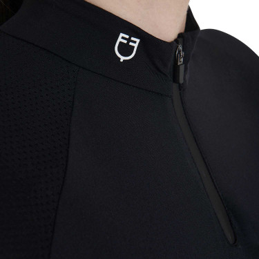 Polo d'entraînement technique ajusté avec fermeture éclair femme Equestro Polo d'entraînement technique ajusté avec fermeture éclair femme Equestro