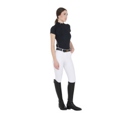 Polo d'entraînement technique ajusté avec fermeture éclair femme Equestro Noir Polo d'entraînement technique ajusté avec fermeture éclair femme Equestro Noir
