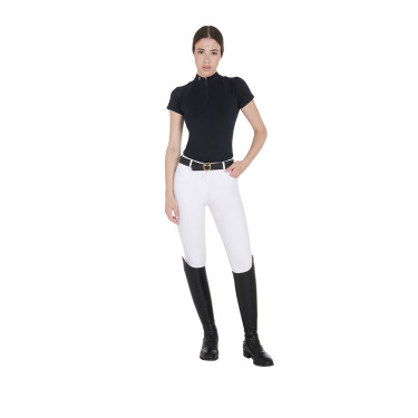 Polo d'entraînement technique ajusté avec fermeture éclair femme Equestro Polo d'entraînement technique ajusté avec fermeture éclair femme Equestro