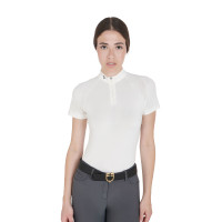 Polo d'entraînement technique ajusté avec fermeture éclair femme Equestro Noir