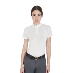 Polo d'entraînement technique ajusté avec fermeture éclair femme Equestro Blanc