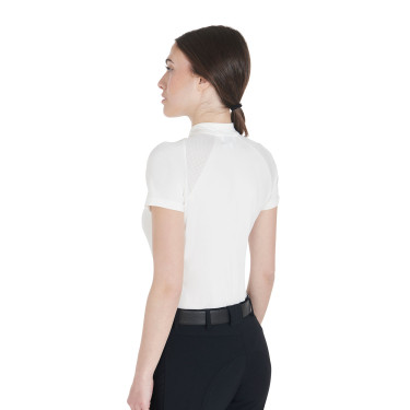 Polo d'entraînement technique ajusté avec fermeture éclair femme Equestro Blanc
