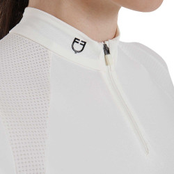 Polo d'entraînement technique ajusté avec fermeture éclair femme Equestro Blanc