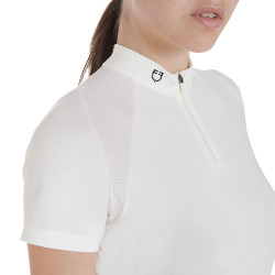 Polo d'entraînement technique ajusté avec fermeture éclair femme Equestro Blanc