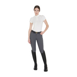 Polo d'entraînement technique ajusté avec fermeture éclair femme Equestro Blanc