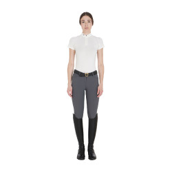 Polo d'entraînement technique ajusté avec fermeture éclair femme Equestro Blanc