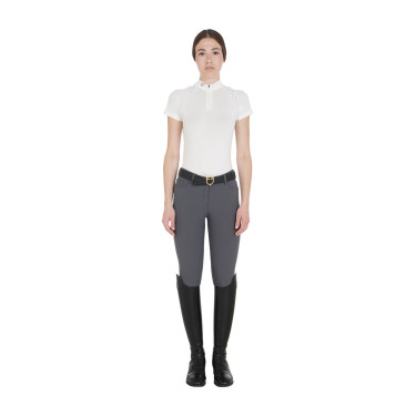 Polo d'entraînement technique ajusté avec fermeture éclair femme Equestro Blanc
