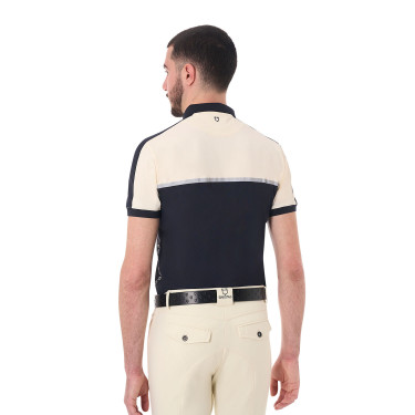 Polo d'entraînement bicolore ajusté manches courtes avec fermeture éclair homme Equestro Polo d'entraînement bicolore ajusté manches courtes avec fermeture éclair homme Equestro