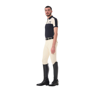 Polo d'entraînement bicolore ajusté manches courtes avec fermeture éclair homme Equestro Polo d'entraînement bicolore ajusté manches courtes avec fermeture éclair homme Equestro
