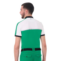 Polo d'entraînement bicolore ajusté manches courtes avec fermeture éclair homme Equestro Beige / noir
